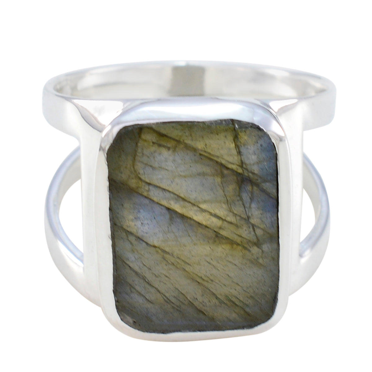 Labradorite Solitaire African 925 Silver Gray Gemstones Mid weight Signet Ring Jewellery