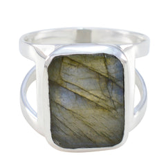 Labradorite Solitaire African 925 Silver Gray Gemstones Mid weight Signet Ring Jewellery