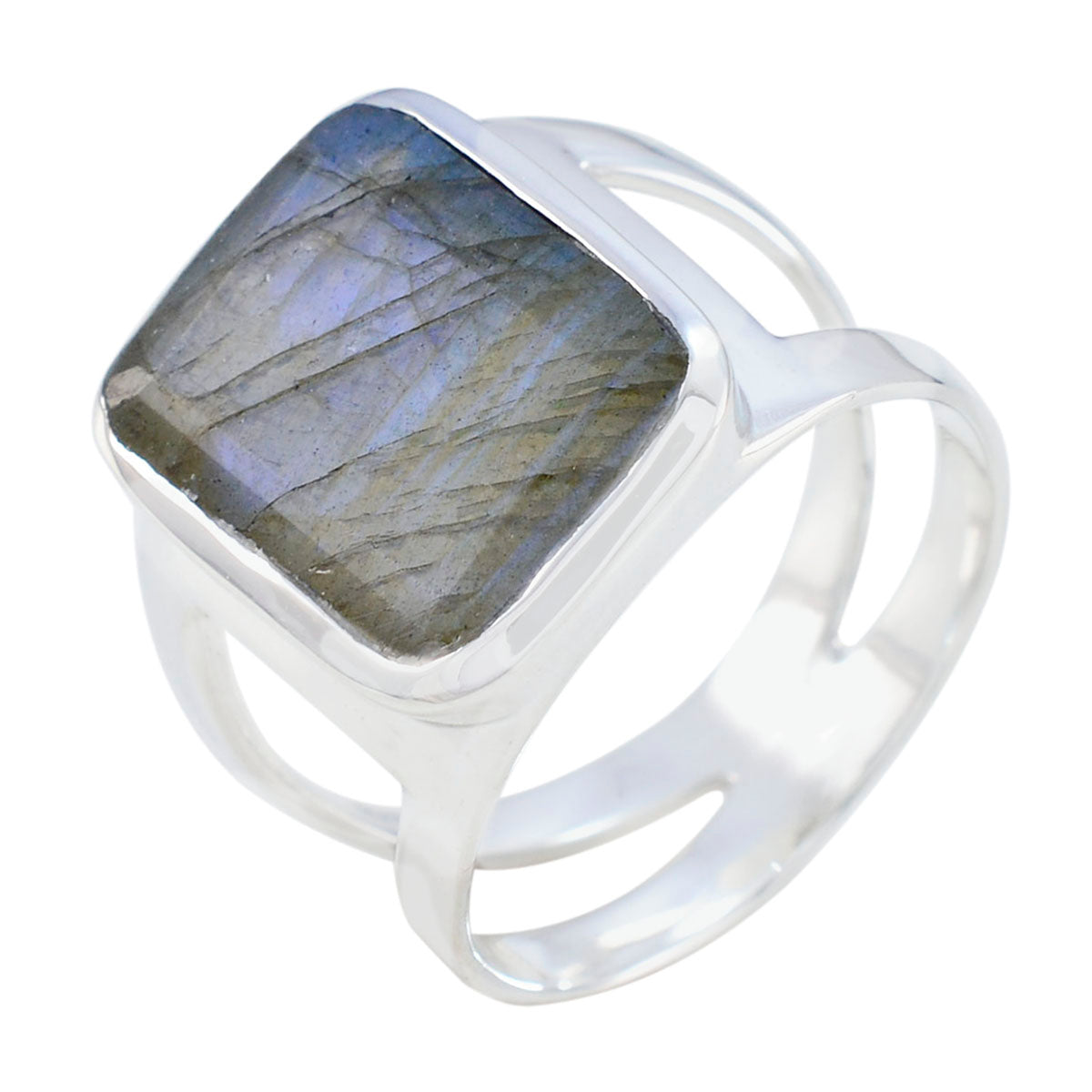 Labradorite Solitaire African 925 Silver Gray Gemstones Mid-weight Signet Ring Jewellery Secondary image
