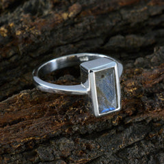 Labradorite Solitaire French 925 Silver Gray Gems Slim Abstract Ring Jewellery