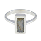 Labradorite Solitaire French 925 Silver Gray Gems Slim Abstract Ring Jewellery
