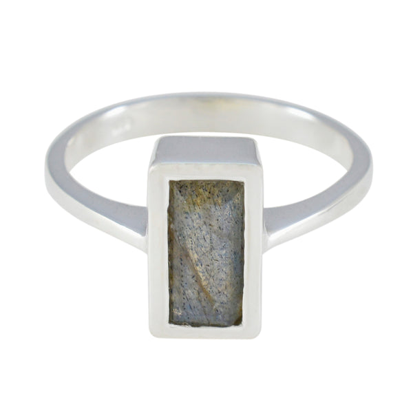 Labradorite Solitaire French 925 Silver Gray Gems Slim Abstract Ring Jewellery