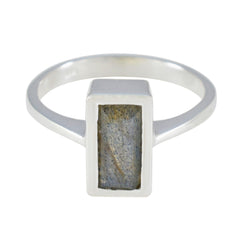Labradorite Solitaire French 925 Silver Gray Gems Slim Abstract Ring Jewellery