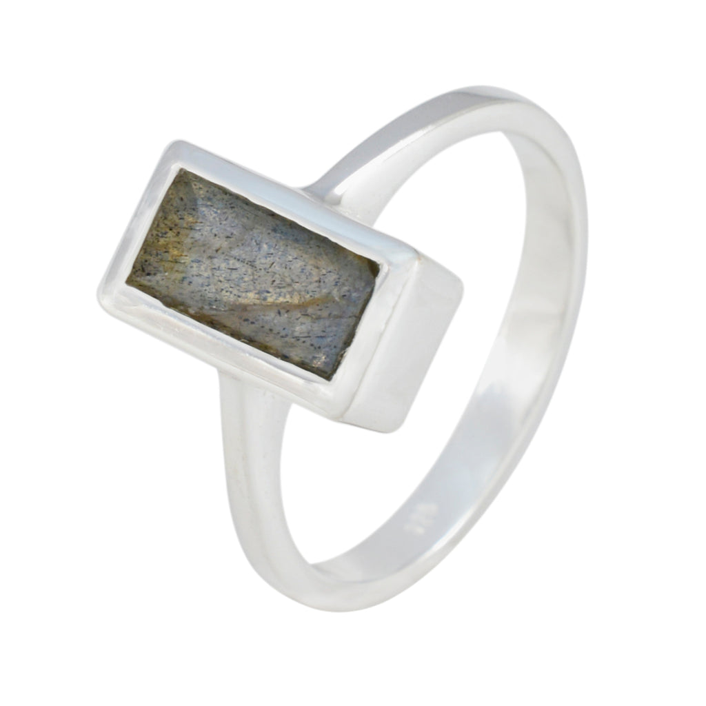 Labradorite Solitaire French 925 Silver Gray Gems Slim Abstract Ring Jewellery