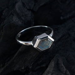 Labradorite Solitaire Korean 92.5 Silver Gray Gems Dainty Graceful Ring Jewellery