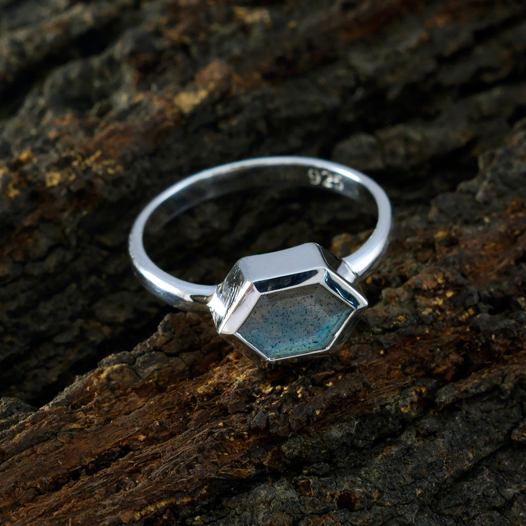 Labradorite Solitaire Korean 92.5 Silver Gray Gems Dainty Graceful Ring Jewellery