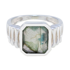 Labradorite Solitaire French Sterling Silver Gray Gemstones Mid weight Signet Ring Jewellery