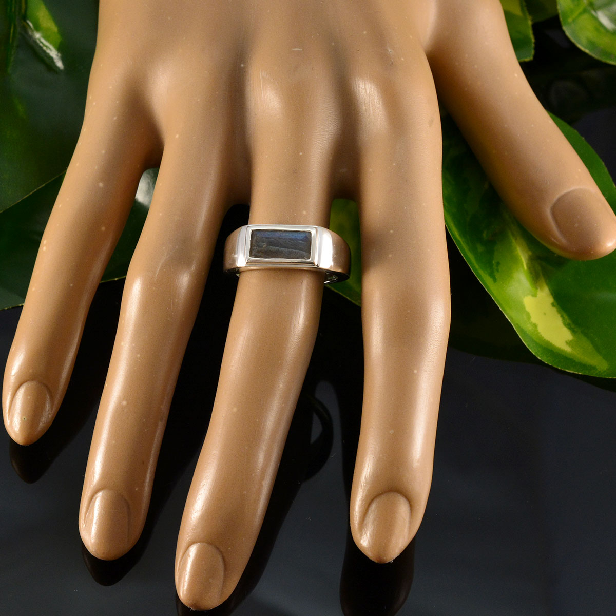 Labradorite Solitaire African Sterling Silver Gray Gemstones Tiny Feminine Ring Jewellery