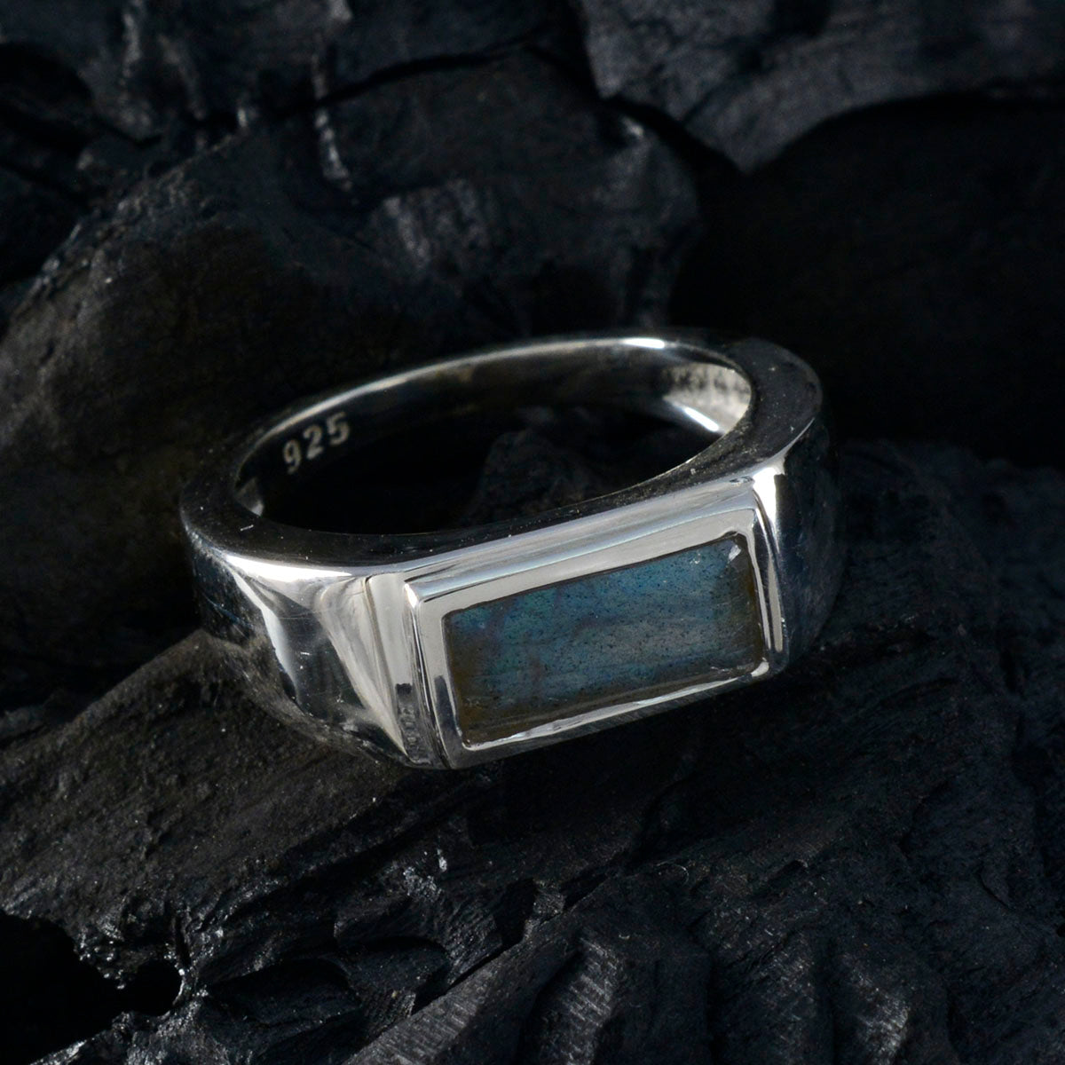 Labradorite Solitaire African Sterling Silver Gray Gemstones Tiny Feminine Ring Jewellery