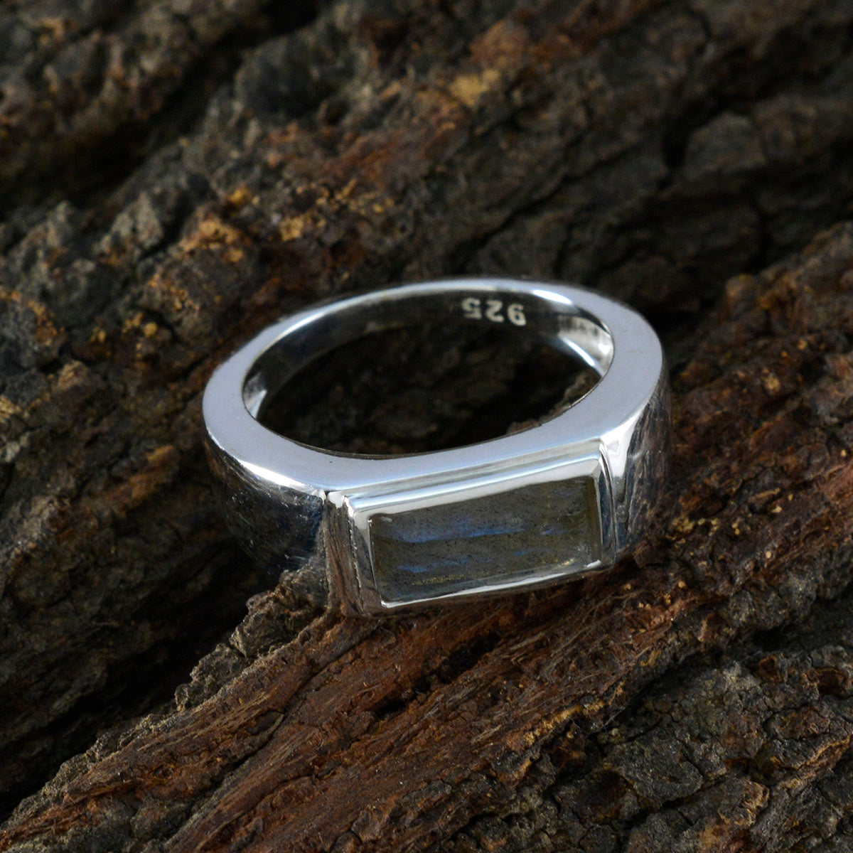 Labradorite Solitaire African Sterling Silver Gray Gemstones Tiny Feminine Ring Jewellery