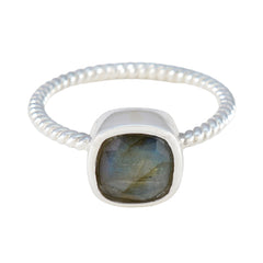 Labradorite Solitaire Korean 925 Silver Gray Gemstones Dainty Contemporary Ring Jewelry