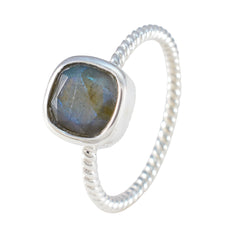 Labradorite Solitaire Korean 925 Silver Gray Gemstones Dainty Contemporary Ring Jewelry