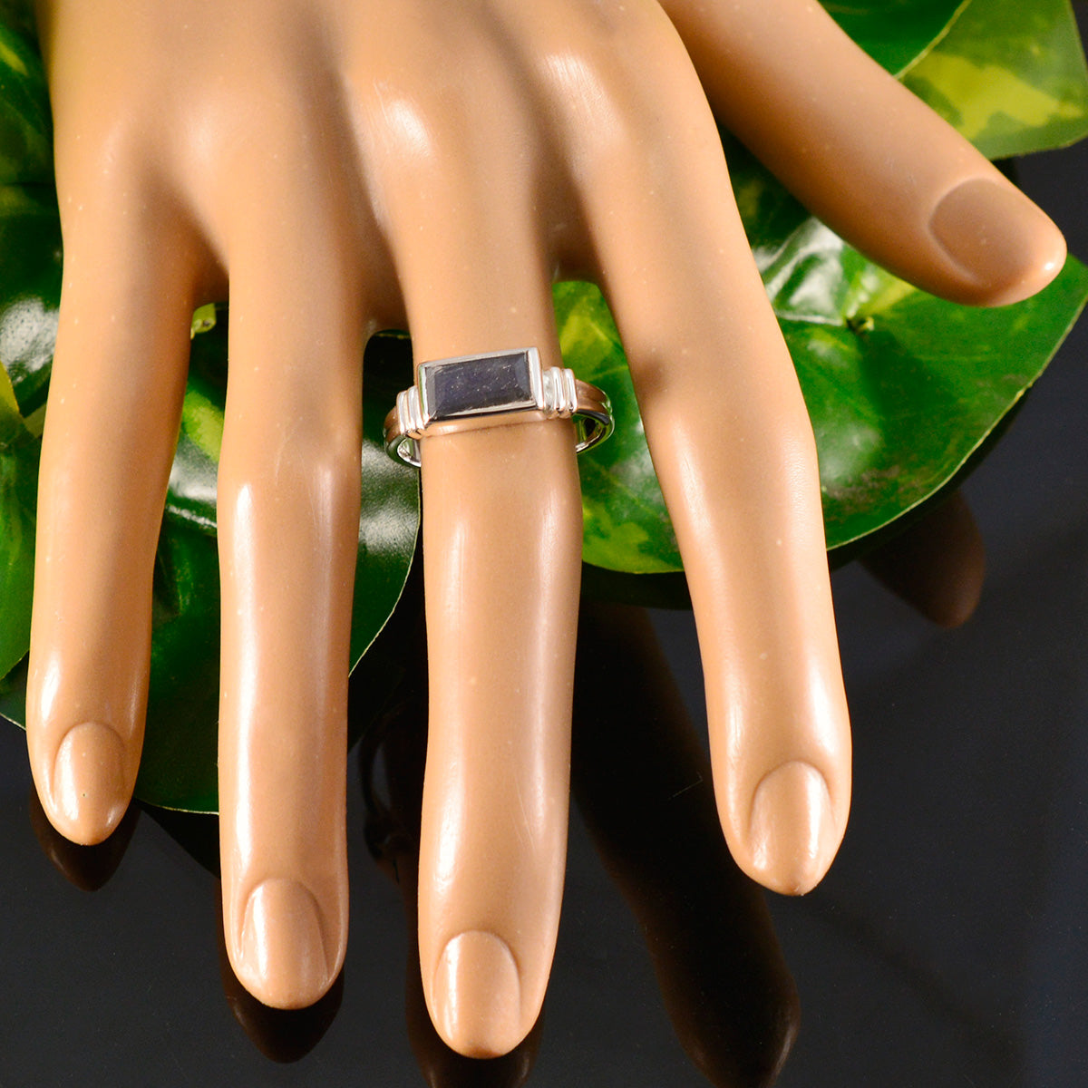 Labradorite Solitaire French 925 Sterling Silver Gray Gemstones Minimal Romantic Ring Jewelry