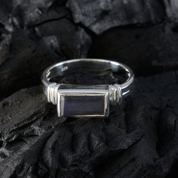 Labradorite Solitaire French 925 Sterling Silver Gray Gemstones Minimal Romantic Ring Jewelry