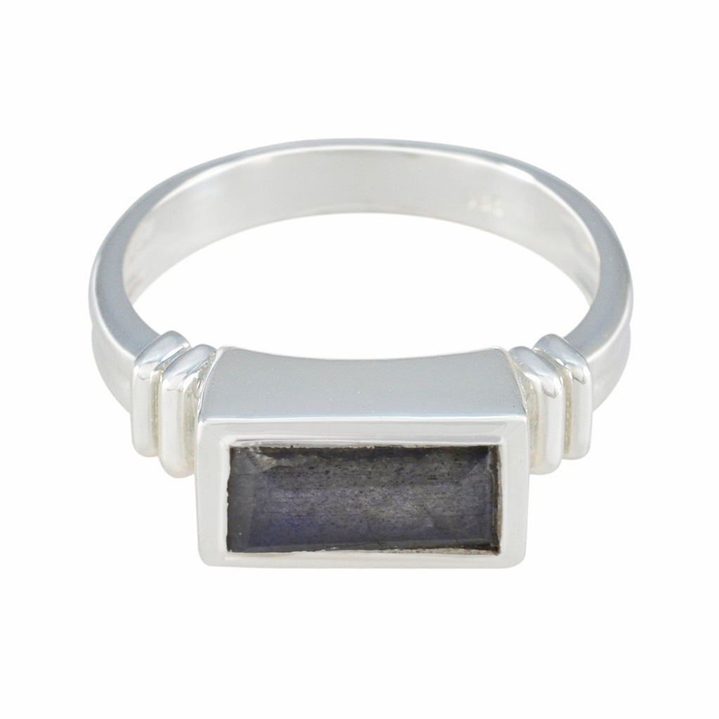 Labradorite Solitaire French 925 Sterling Silver Gray Gemstones Minimal Romantic Ring Jewelry