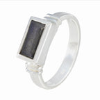 Labradorite Solitaire French 925 Sterling Silver Gray Gemstones Minimal Romantic Ring Jewelry