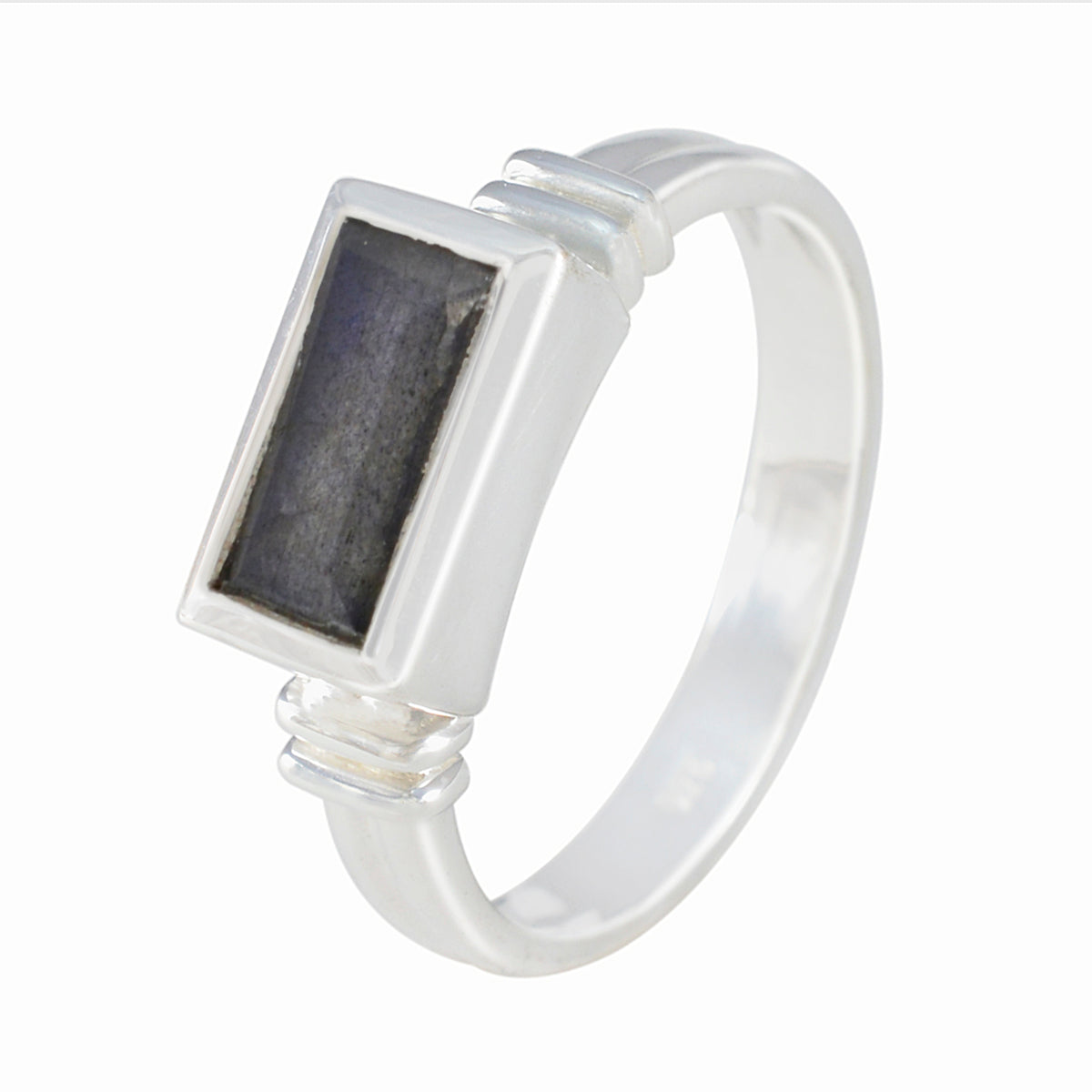 Labradorite Solitaire French 925 Sterling Silver Gray Gemstones Minimal Romantic Ring Jewelry