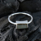 Labradorite Solitaire Korean Sterling Silver Gray Gemstones Delicate Feminine Ring Jewelry