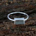 Labradorite Solitaire Korean Sterling Silver Gray Gemstones Delicate Feminine Ring Jewelry