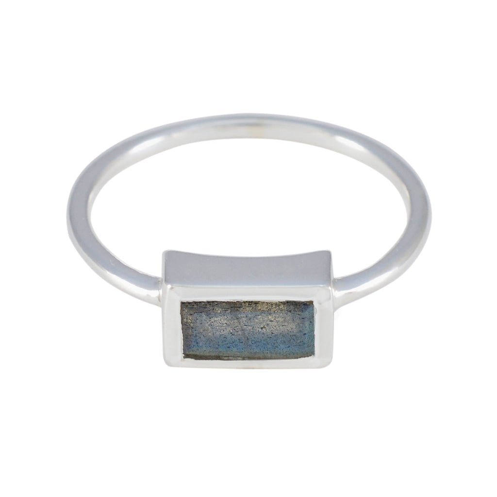 Labradorite Solitaire Korean Sterling Silver Gray Gemstones Delicate Feminine Ring Jewelry