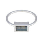 Labradorite Solitaire Korean Sterling Silver Gray Gemstones Delicate Feminine Ring Jewelry