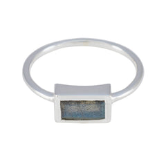 Labradorite Solitaire Korean Sterling Silver Gray Gemstones Delicate Feminine Ring Jewelry