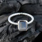 Labradorite Solitaire German 925 Silver Gray Gemstone Featherlight Abstract Ring Jewellery