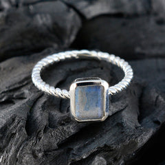 Labradorite Solitaire German 925 Silver Gray Gemstone Featherlight Abstract Ring Jewellery