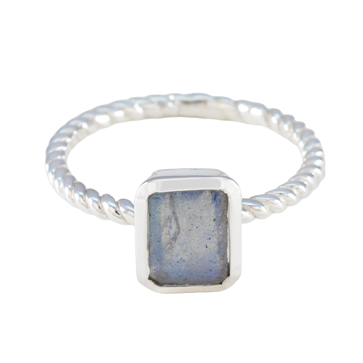 Labradorite Solitaire German 925 Silver Gray Gemstone Featherlight Abstract Ring Jewellery