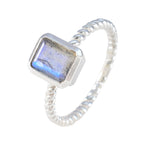 Labradorite Solitaire German 925 Silver Gray Gemstone Featherlight Abstract Ring Jewellery