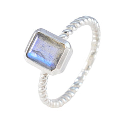 Labradorite Solitaire German 925 Silver Gray Gemstone Featherlight Abstract Ring Jewellery