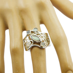 Labradorite quarter Italian Silver Gray Gems Essential  Filigree Ring Jewelry