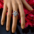 Labradorite Penta Russian 925 Sterling Silver Gray Gemstones Minimal Boho Ring Jewellery