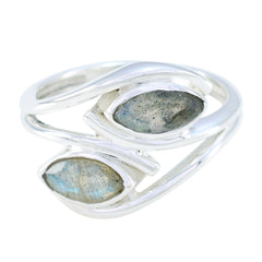 Labradorite Toi et Moi German 925 Sterling Silver Gray Gems Slim Abstract Ring Jewelry