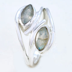 Labradorite Toi et Moi German 925 Sterling Silver Gray Gems Slim Abstract Ring Jewelry