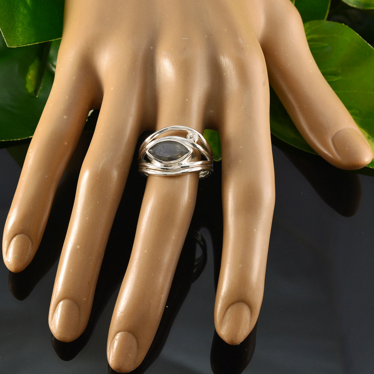 Labradorite Toi et Moi African 92.5 Silver Gray Gemstones Tiny Romantic Ring Jewelry