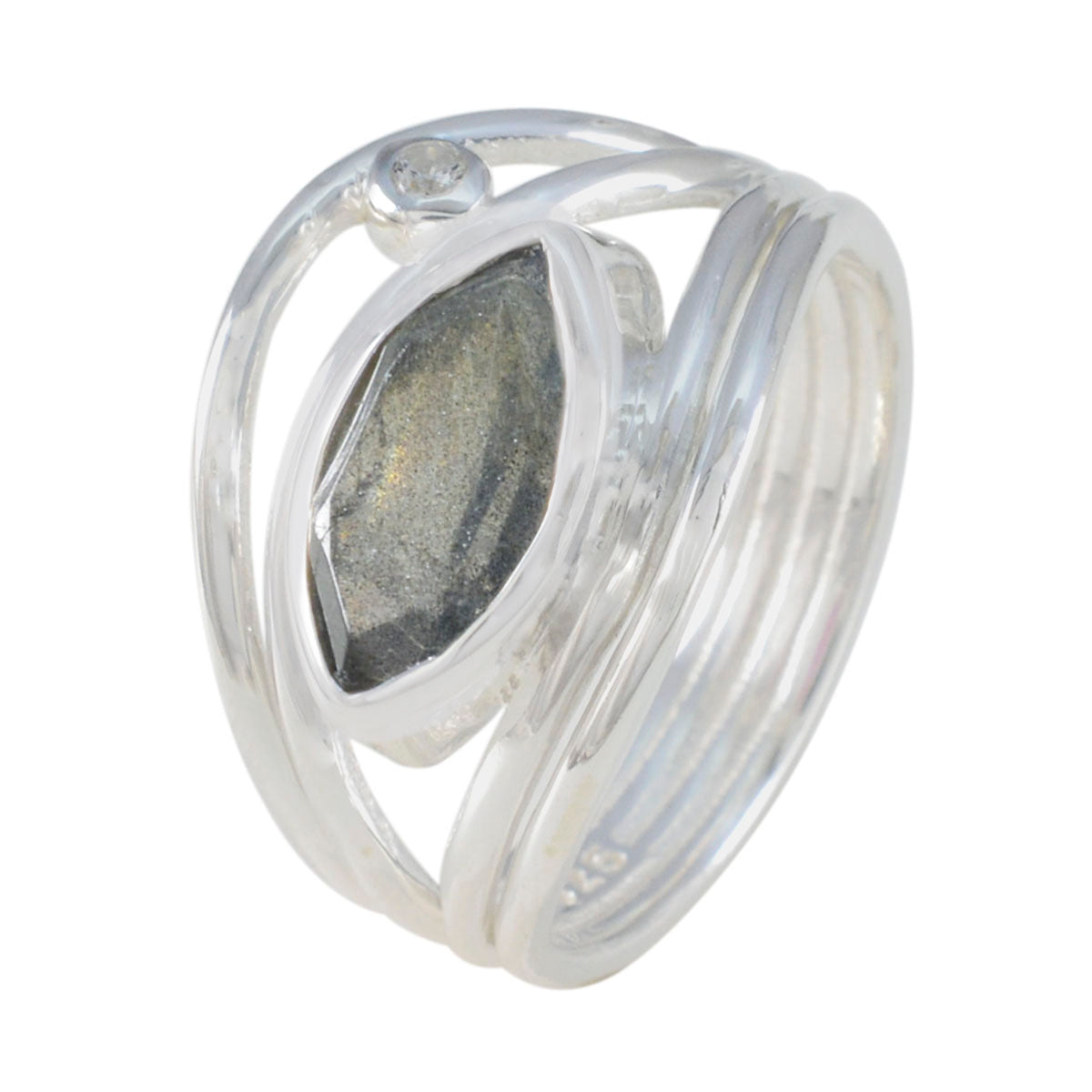 Labradorite Toi et Moi African 92.5 Silver Gray Gemstones Tiny Romantic Ring Jewelry