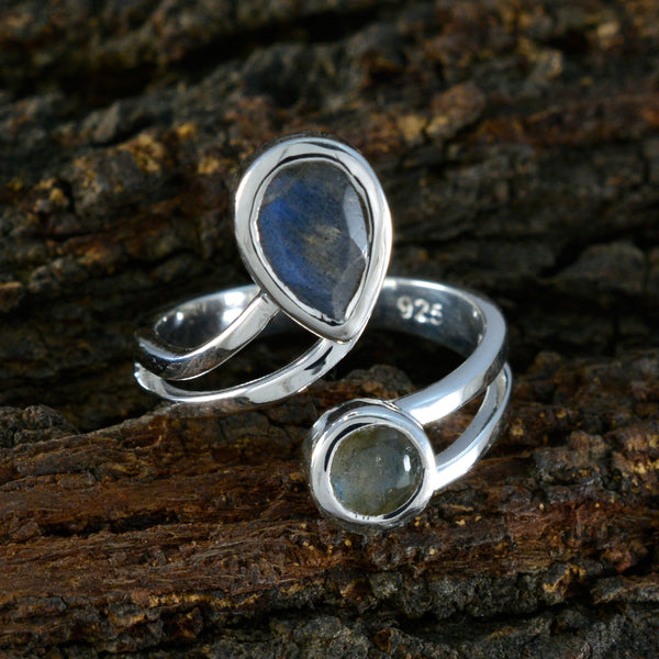 Labradorite Toi et Moi Indian 925 Sterling Silver Gray Gemstone Tiny Luxurious Ring Jewelry