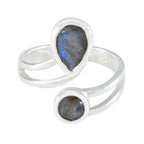 Labradorite Toi et Moi Indian 925 Sterling Silver Gray Gemstone Tiny Luxurious Ring Jewelry