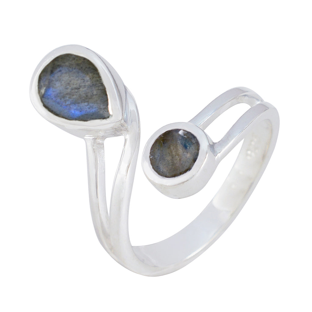 Labradorite Toi et Moi Indian 925 Sterling Silver Gray Gemstone Tiny Luxurious Ring Jewelry