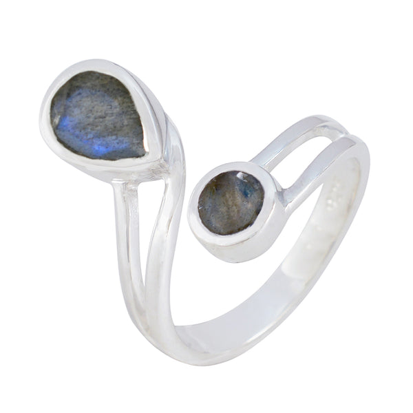 Labradorite Toi et Moi Indian 925 Sterling Silver Gray Gemstone Tiny Luxurious Ring Jewelry