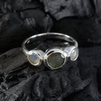 Labradorite Trilogy Turkish 92.5 Silver Gray Gemstone Whisper thin Trendy Ring Jewelry