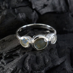 Labradorite Trilogy Turkish 92.5 Silver Gray Gemstone Whisper thin Trendy Ring Jewelry