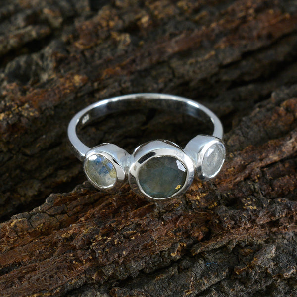 Labradorite Trilogy Turkish 92.5 Silver Gray Gemstone Whisper thin Trendy Ring Jewelry