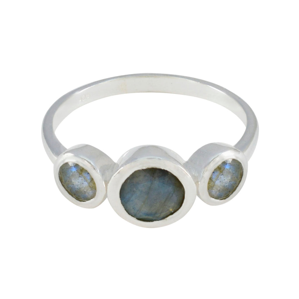 Labradorite Trilogy Turkish 92.5 Silver Gray Gemstone Whisper thin Trendy Ring Jewelry
