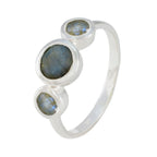 Labradorite Trilogy Turkish 92.5 Silver Gray Gemstone Whisper thin Trendy Ring Jewelry