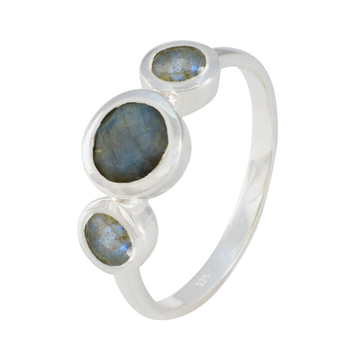 Labradorite Trilogy Turkish 92.5 Silver Gray Gemstone Whisper thin Trendy Ring Jewelry