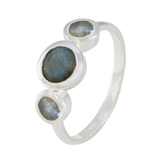 Labradorite Trilogy Turkish 92.5 Silver Gray Gemstone Whisper thin Trendy Ring Jewelry