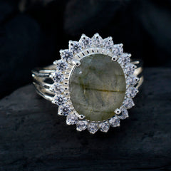 Labradorite Halo German 92.5 Silver Gray Gemstones Classic Signet Ring Jewellery