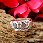 Labradorite quarter African Sterling Silver Gray Gemstones Minimal Artisan Ring Jewelry